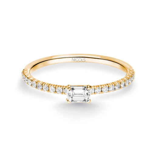 Anillo Diamantes Delphina 0.18 Talla Esmeralda Oro Amarillo - Talla Esmeralda