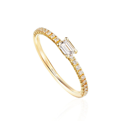 Anillo Diamantes Delphina 0.18 Talla Esmeralda Oro Amarillo - Smeraldo 2