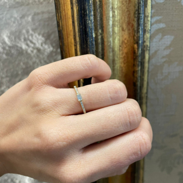 DELPHINA Diamond Ring 0.18 Emerald Cut Yellow Gold - Emerald Cut