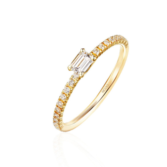 Anillo Diamantes Delphina 0.18 Talla Esmeralda Oro Amarillo - Talla Esmeralda