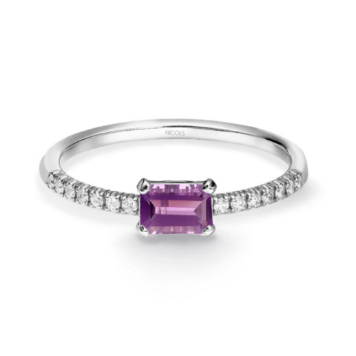 Anillo Amatista Delphina Diamantes Oro Blanco - Anillos Otras Piedras Preciosas