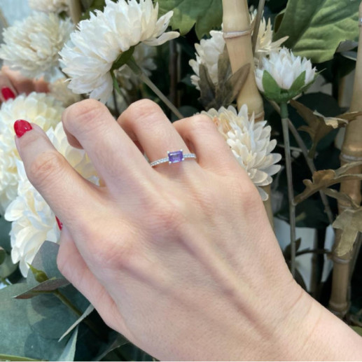 Delphina Amethyst Ring Diamonds White Gold - Rings other precious stones 2