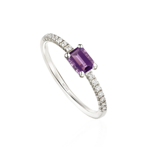 Anillo Amatista Delphina Diamantes Oro Blanco - Ringe andere Edelsteine