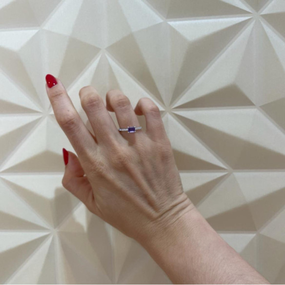 Anillo Amatista Delphina Diamantes Oro Blanco - Bagues Autres pierres précieuses