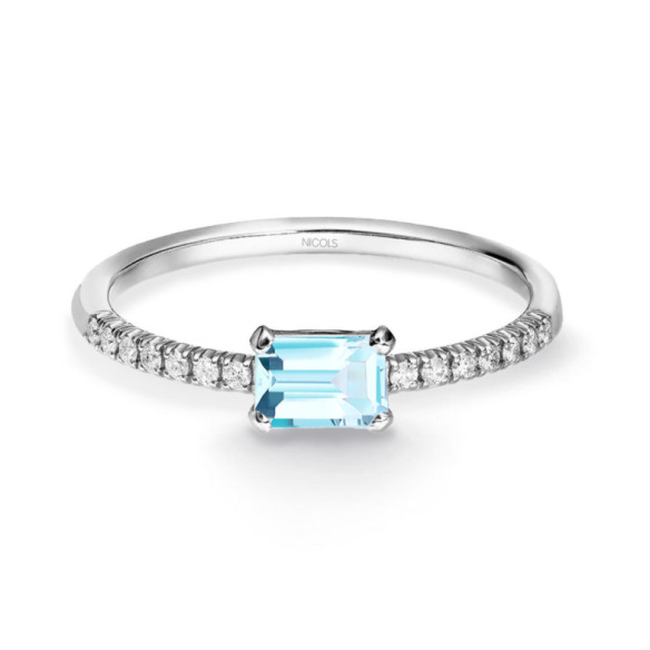 Anillo Topacio Delphina Diamantes Oro Blanco - LES ANNEAUX
