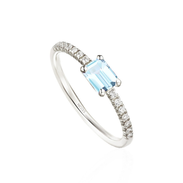 Anillo Topacio Delphina Diamantes Oro Blanco - LES ANNEAUX