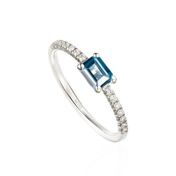 Anillo Topacio London Delphina Diamantes Oro Blanco - Anillos Otras Piedras Preciosas
