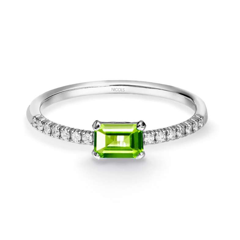 Delphina Diamond Peridot Ring White Gold - Rings other precious stones
