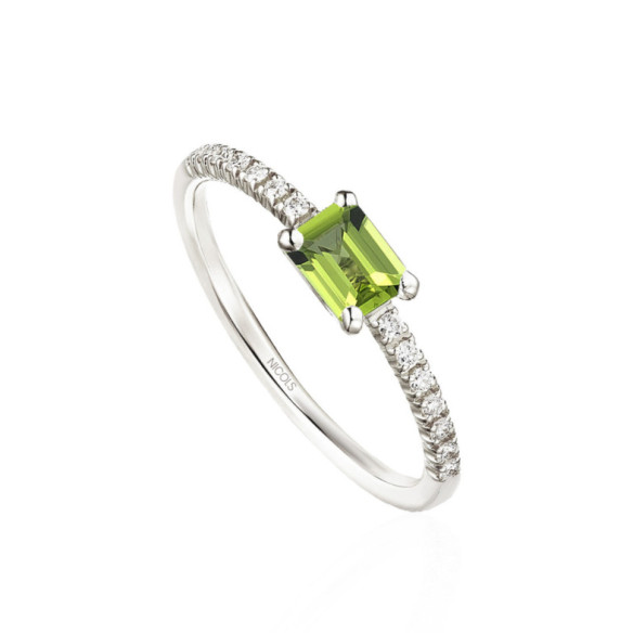 Anillo Peridoto Delphina Diamantes Oro Blanco - Anillos Otras Piedras Preciosas