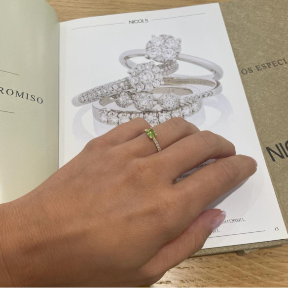 Anillo Peridoto Delphina Diamantes Oro Amarillo - Anéis Outras pedras preciosas