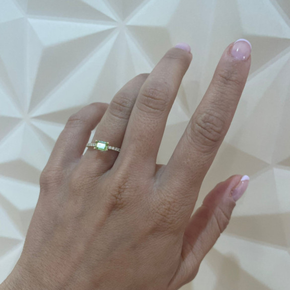 Anillo Peridoto Delphina Diamantes Oro Amarillo - Anéis Outras pedras preciosas