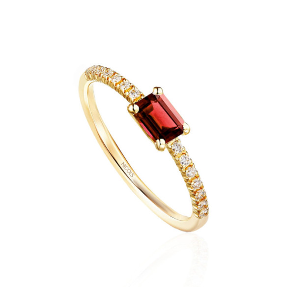 Anillo Granate Delphina Diamantes Oro Amarillo - Anéis Outras pedras preciosas