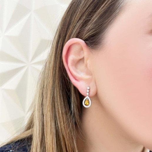 Pendientes Citrinos y Diamantes Leticia - Boucles d'oreilles mariées 2