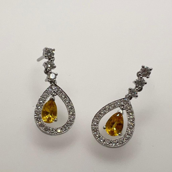 Pendientes Citrinos y Diamantes Leticia - Pendientes de Novia