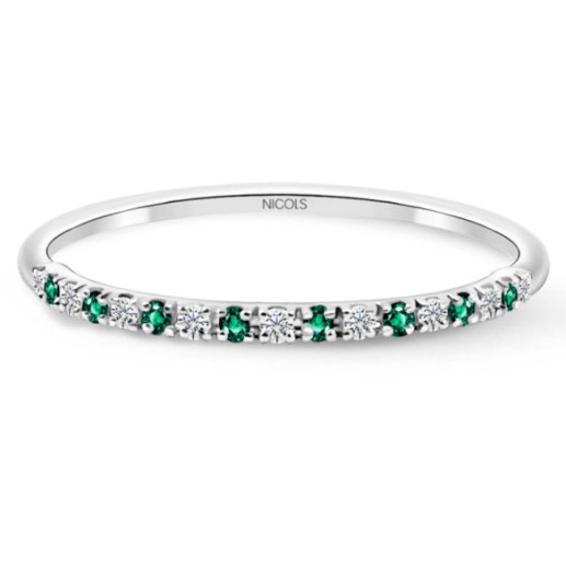 Emerald Azalea Diamond Ring 0.06 White Gold - Emerald rings