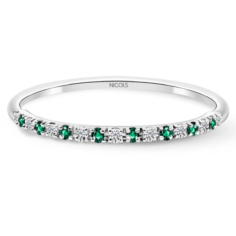 Anillo Diamantes Esmeralda Azalea 0.06 Oro Blanco - Anillos de Esmeralda