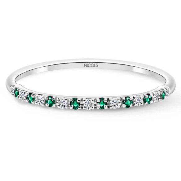 Anillo Diamantes Esmeralda Azalea 0.06 Oro Blanco - Anillos de Esmeralda