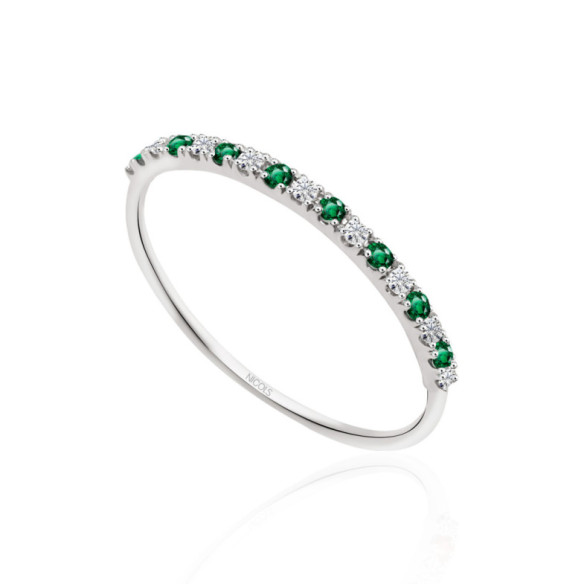 Anillo Diamantes Esmeralda Azalea 0.06 Oro Blanco - Anillos de Esmeralda