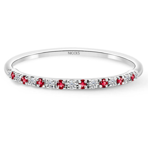 Anillo Diamantes Rubí Azalea 0.06 Oro Blanco - Versprechen Ringe Diamanten