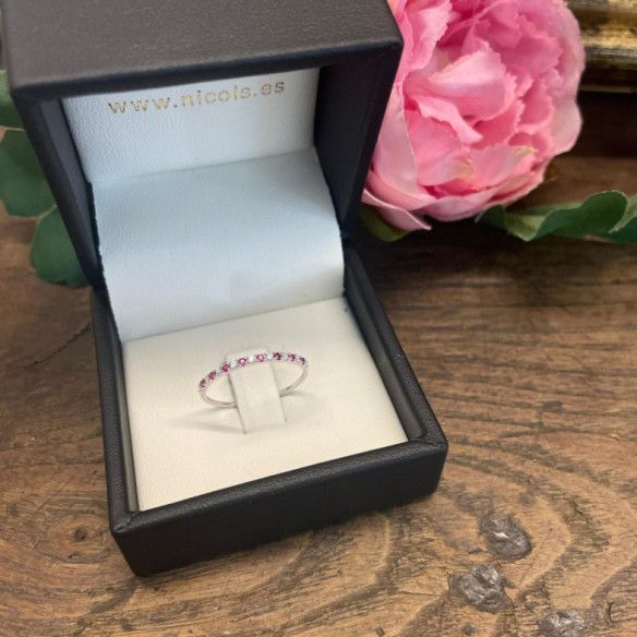 Anillo Diamantes Rubí Azalea 0.06 Oro Blanco - Prometti anelli diamanti