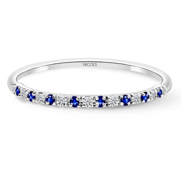 Anillo Diamantes Zafiro Azalea 0.06 Oro Blanco - Anillos de Zafiro