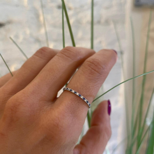 Anillo Diamantes Zafiro Azalea 0.06 Oro Blanco - Anillos de Zafiro 2