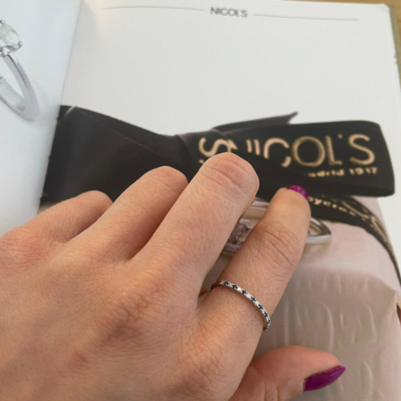 Anillo Diamantes Zafiro Azalea 0.06 Oro Blanco - Anillos de Zafiro