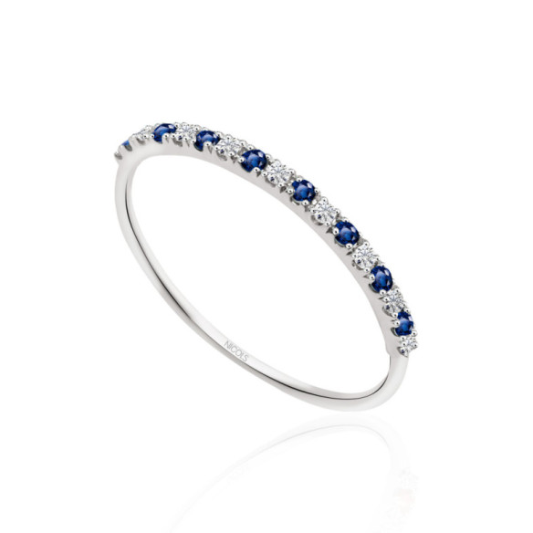 Anillo Diamantes Zafiro Azalea 0.06 Oro Blanco - Anéis de safira