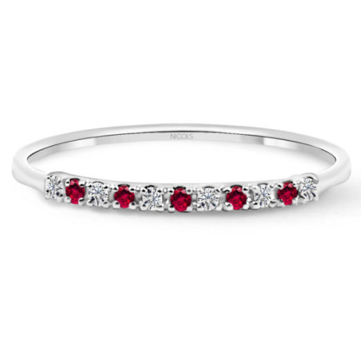Anillo Diamantes Rubi Azalea 0.04 Oro Blanco - Anillos de Rubí