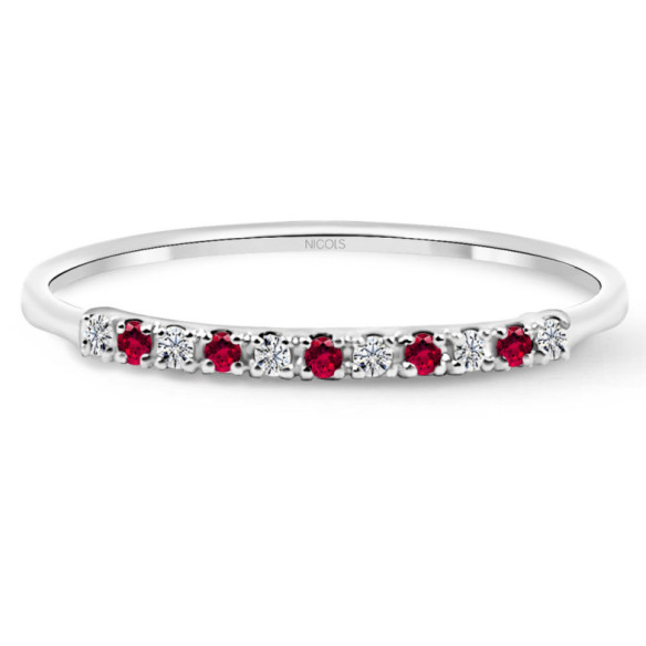 Anillo Diamantes Rubi Azalea 0.04 Oro Blanco - Bagues rubis