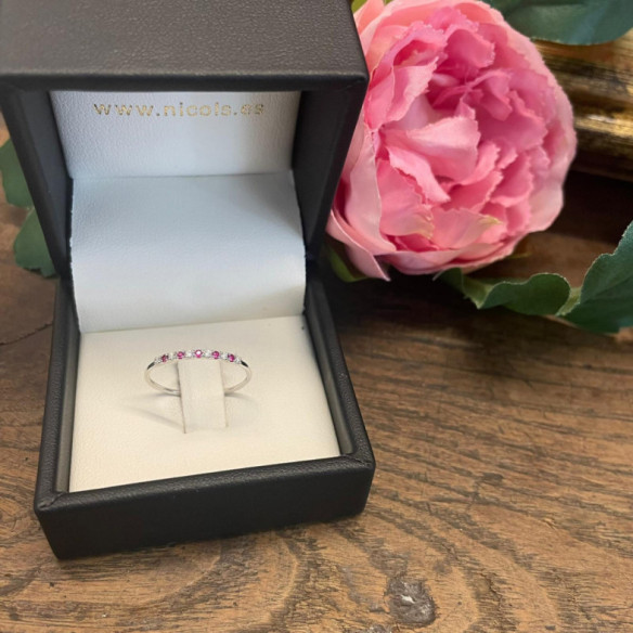 Anillo Diamantes Rubi Azalea 0.04 Oro Blanco - Bagues rubis
