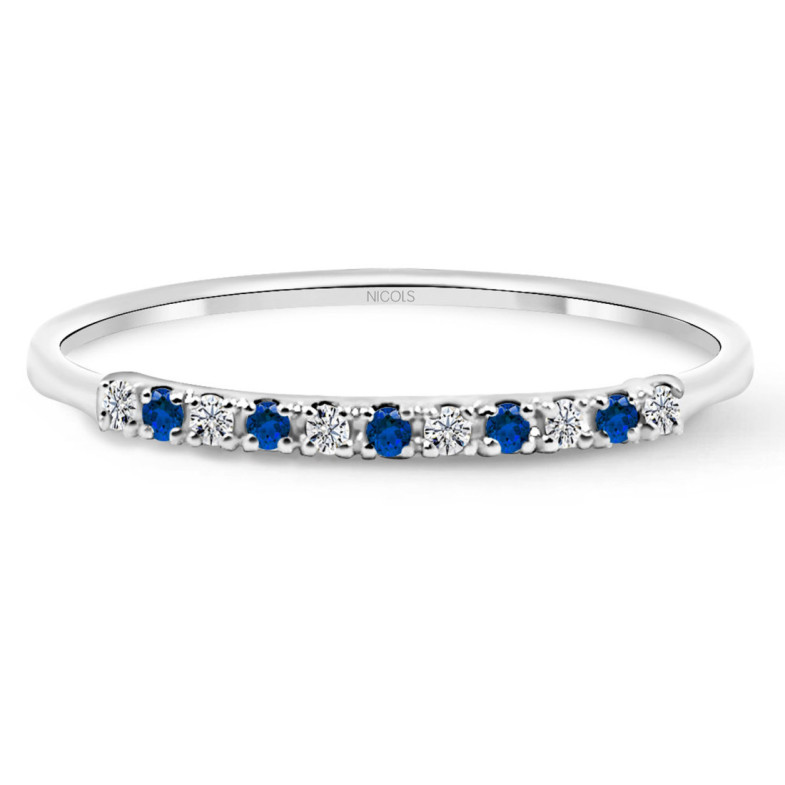 Anillo Diamantes Zafiro Azalea 0.04 Oro Blanco - ANELLI