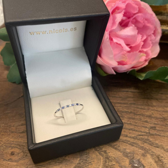 Anillo Diamantes Zafiro Azalea 0.04 Oro Blanco - ANILLOS