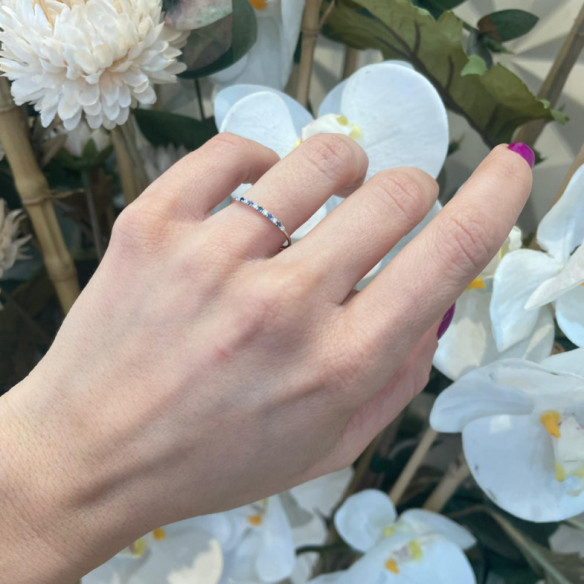 Anillo Diamantes Zafiro Azalea 0.04 Oro Blanco - ANILLOS