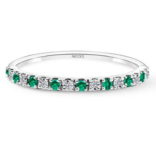 Anillo Diamantes Esmeralda Azalea 0.12 Oro Blanco - RINGE