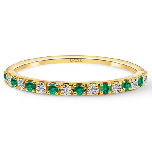 Emerald Azalea Diamond Ring 0.12 Yellow Gold - Emerald rings