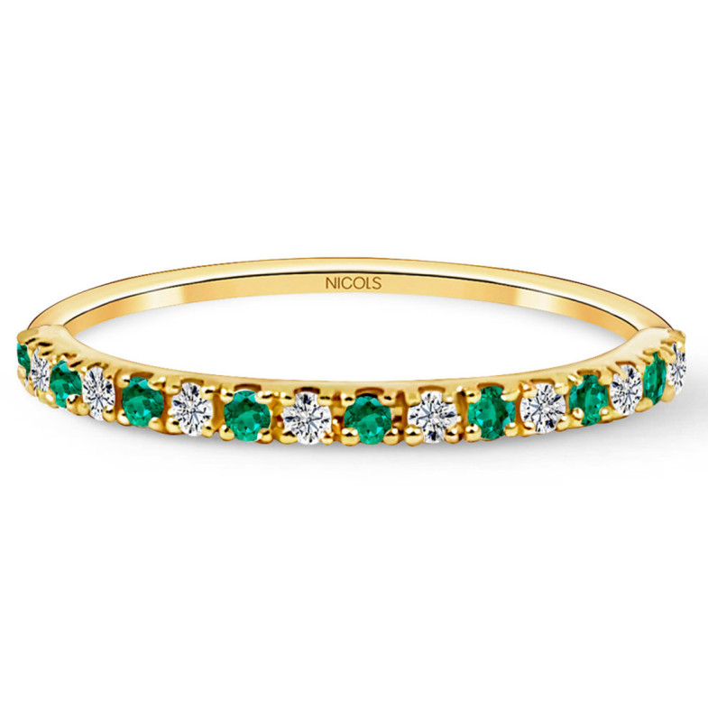 Anillo Diamantes Esmeralda Azalea 0.12 Oro Amarillo - Anillos de Esmeralda