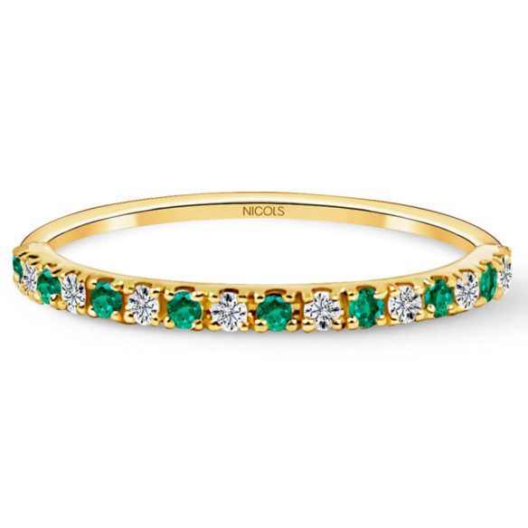 Anillo Diamantes Esmeralda Azalea 0.12 Oro Amarillo - Anillos de Esmeralda