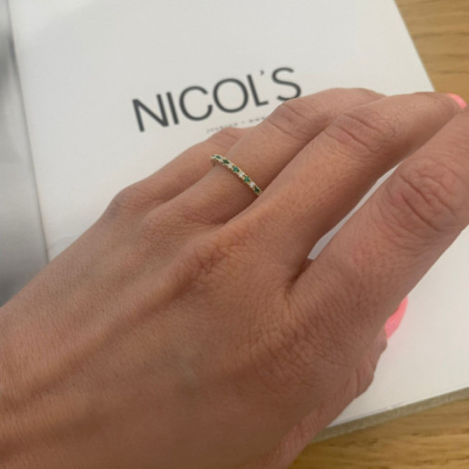 Emerald Azalea Diamond Ring 0.12 Yellow Gold - Emerald rings 2