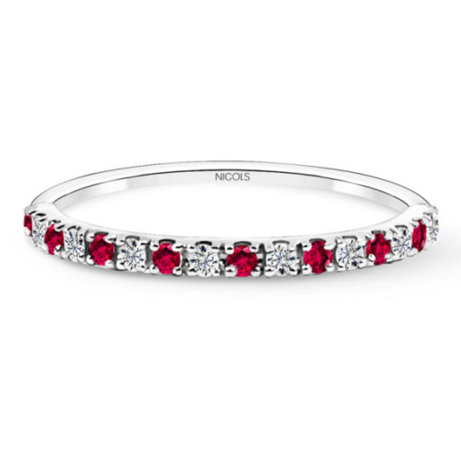 Anillo Diamantes Rubi Azalea 0.12 Oro Blanco - Anillos de Rubí