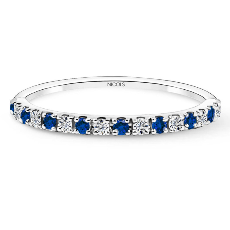 Anillo Diamantes Zafiro Azalea 0.12 Oro Blanco - Anillos de Zafiro
