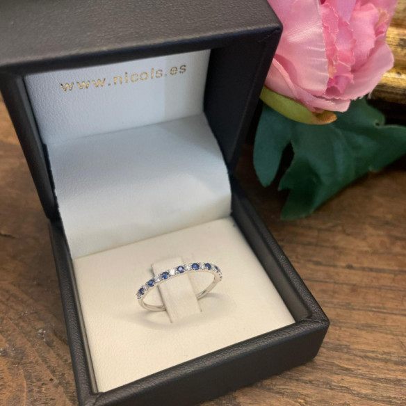 Anillo Diamantes Zafiro Azalea 0.12 Oro Blanco - Anillos de Zafiro