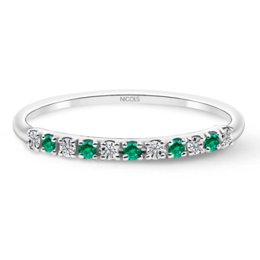 Anillo Diamantes Esmeralda Azalea 0.08 Oro Blanco - Anillos de Esmeralda