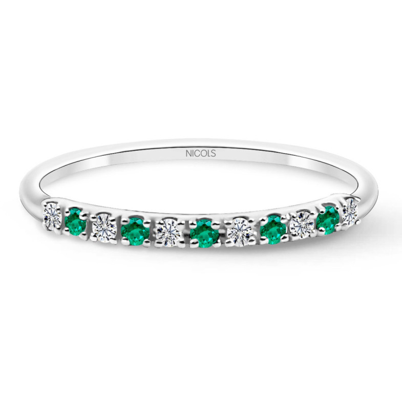 Anillo Diamantes Esmeralda Azalea 0.08 Oro Blanco - Smaragdringe