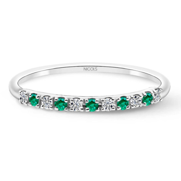 Anillo Diamantes Esmeralda Azalea 0.08 Oro Blanco - Smaragdringe