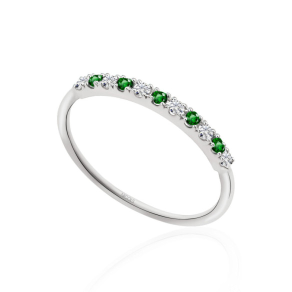 Anillo Diamantes Esmeralda Azalea 0.08 Oro Blanco - Smaragdringe
