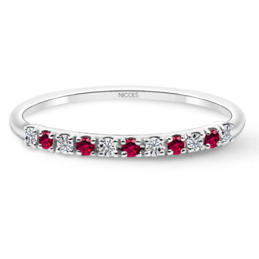 Ruby Azalea Diamond Ring 0.08 White Gold - Ruby Rings