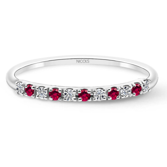 Ruby Azalea Diamond Ring 0.08 White Gold - Ruby Rings