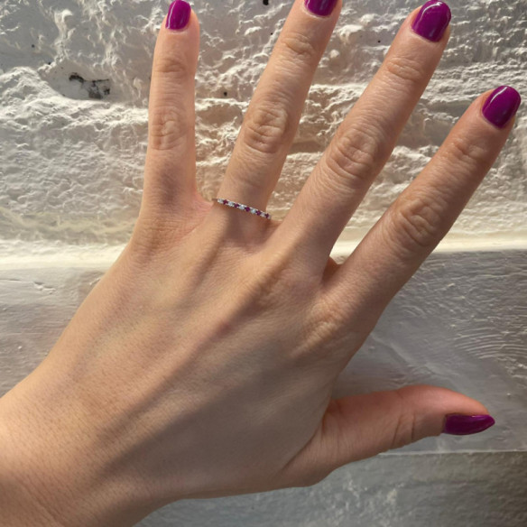 Anillo Diamantes Rubi Azalea 0.08 Oro Blanco - Rubinringe