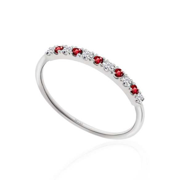 Ruby Azalea Diamond Ring 0.08 White Gold - Ruby Rings